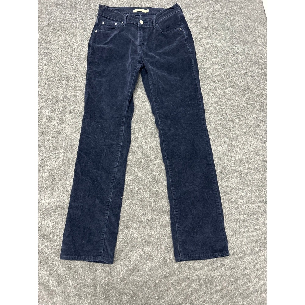 Levi's Corduroy Pants Womens Size 27 Navy Blue 505 Straight Leg Casual Classic